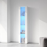 Pvillez 67" Modern LED Display Cabinet with 4 Glass Shelves - Stylish High Gloss Storage for Living Room, Bedroom, or Office (White) Pvillez