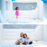 Adults lnflatable White Bounce House for Kids, Commercial 100% PVC 15FT Large Bounce House Castle Outdoor, w/Slide & Ball Pit, Wedding Birthday Party Decorations(1100W Blower) Inflantteble