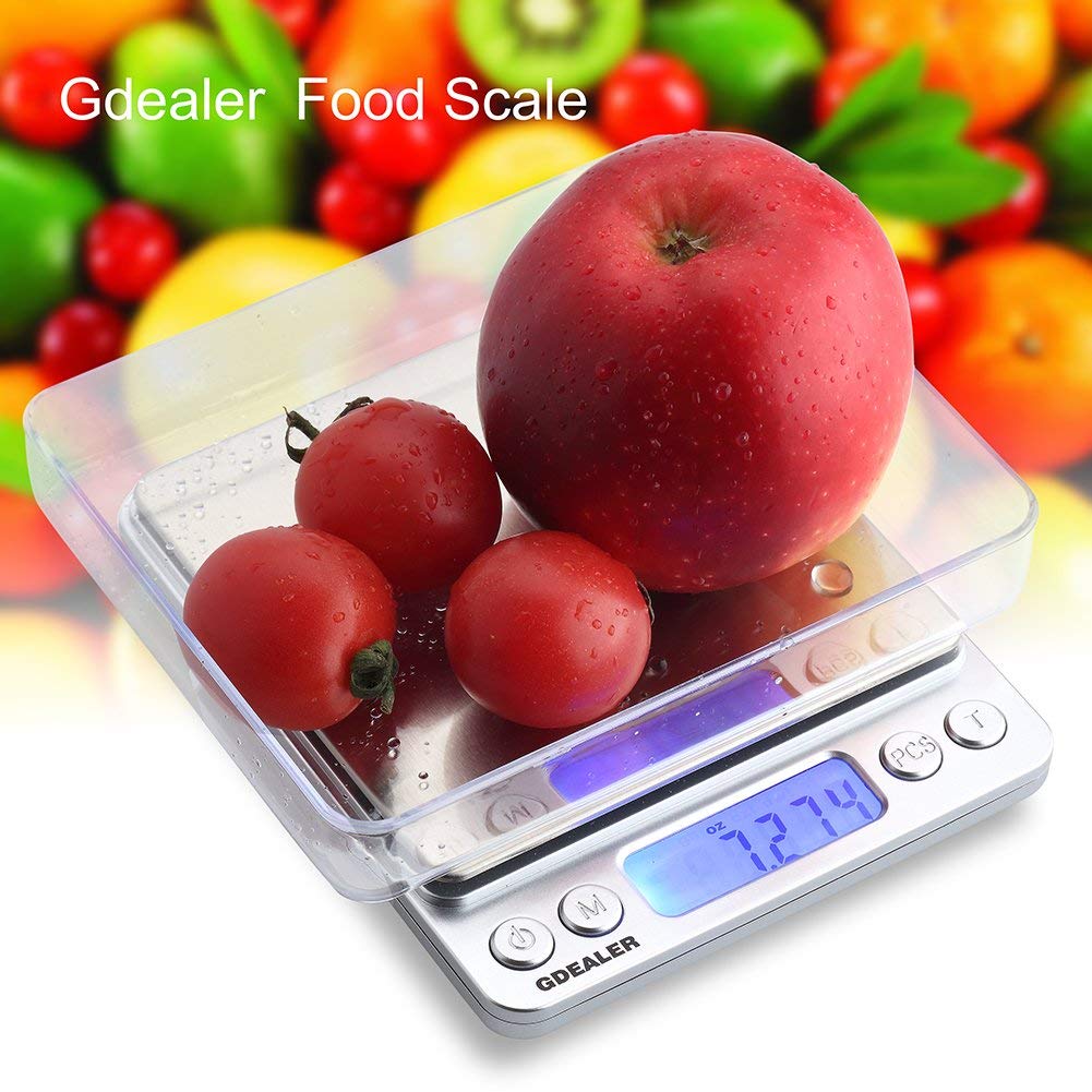 GDEALER Food Scale, 0.001oz/0.01g Precise Digital Kitchen Scale Gram Scales Weight Food Coffee Scale Digital Scales for Cooking Baking Stainless Steel Back-lit LCD Display Pocket Small Scale, Silver GDEALER