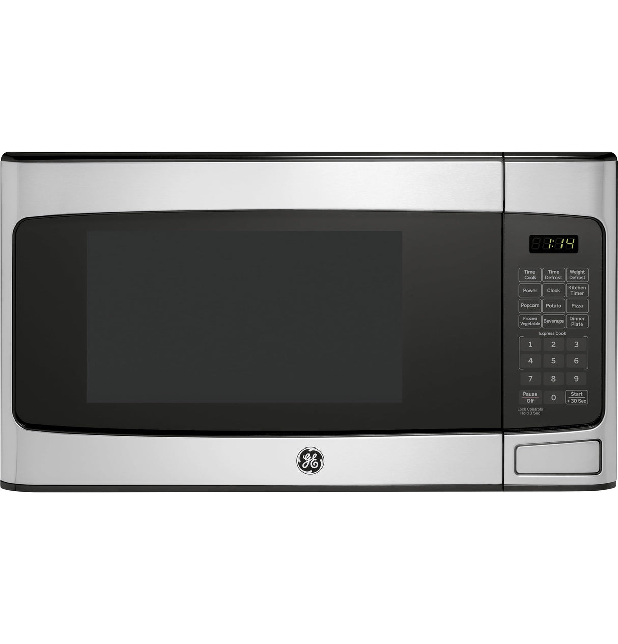GE Countertop Microwave Oven, Compact 1.1 Cubic Ft., 950-watt Capacity, 6 Auto Cooking Settings, Child-Lock Technology, Kitchen Essentials for the Countertop, Dorm Room or Apartment, Stainless Steel GE
