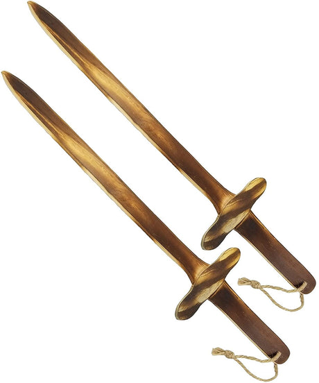 Adventure Awaits! Wooden Toy Sword for Kids | 2 Pack | Burnt Finish for a Rustic Look | Lightweight and Durable for Imaginative Kids | Set of 2 Adventure Awaits!