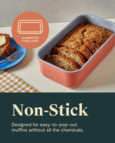 Caraway Non-Stick Ceramic 1 lb Loaf Pan - Naturally Slick Ceramic Coating - Non-Toxic, PTFE & PFOA Free - Perfect for Pound Cakes, Breads, & More - Cream Caraway