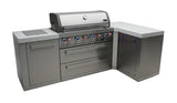 Mont Alpi MAi805-90 44-inch 6-Burner 115000 BTU 90 Degree Corner Stainless Steel Gas Outdoor Kitchen Bar Barbecue Island Grill + Infrared Side & Rear Burners + Granite Countertops + Storage Drawers Mont Alpi