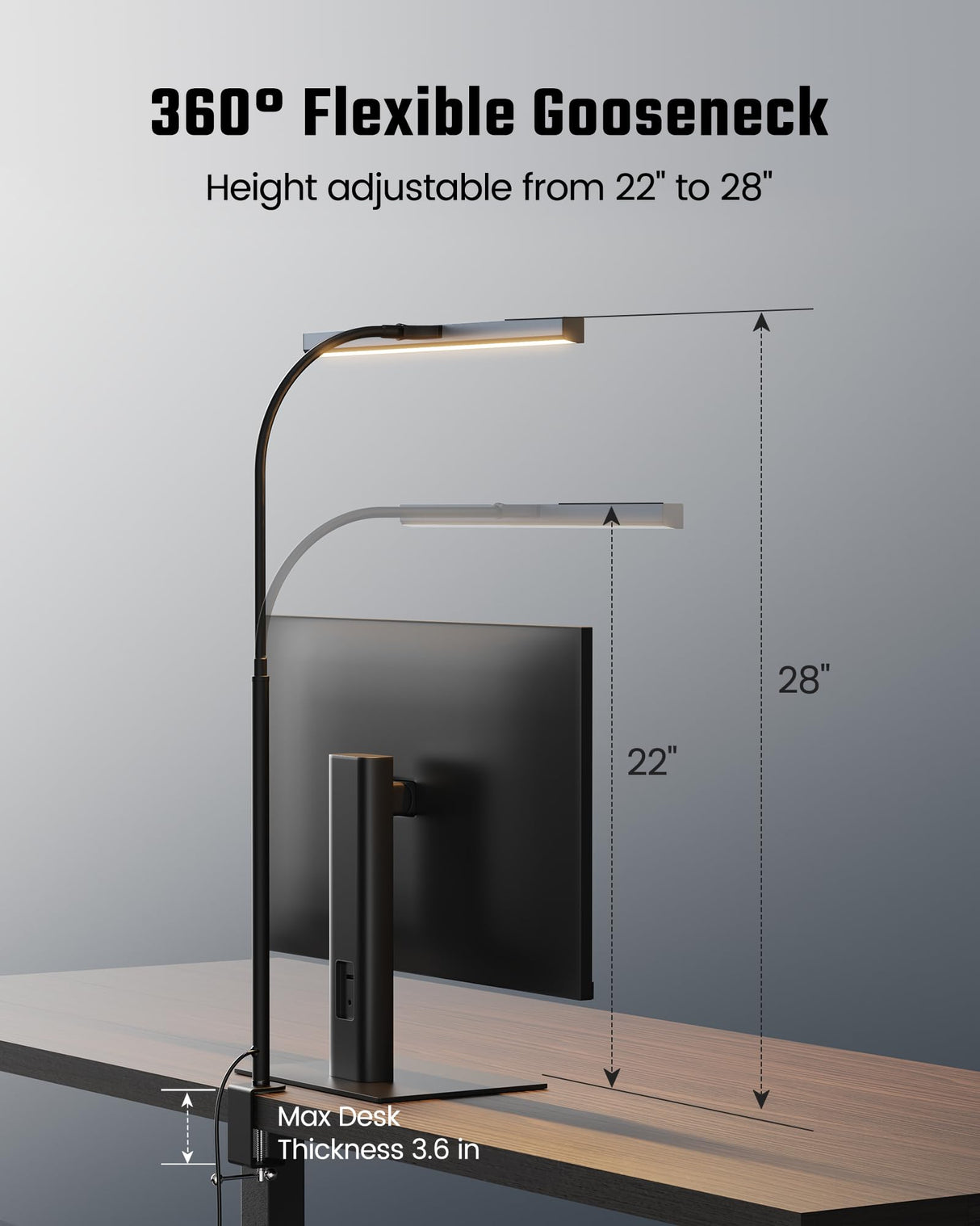 SUPERDANNY LED Desk Lamp for Office Home, Eye-Caring Desk Light with Adjustable Gooseneck, 12W Touch Control Dimmable Brightness, Architect Clamp SUPERDANNY
