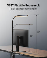 SUPERDANNY LED Desk Lamp for Office Home, Eye-Caring Desk Light with Adjustable Gooseneck, 12W Touch Control Dimmable Brightness, Architect Clamp SUPERDANNY