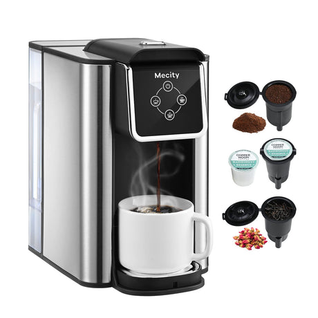 Mecity Coffee Maker 3 in 1 Single Serve Coffee Machine, Compatible with K cup Capsules, Instant Coffee Pot, Tea maker, 6,8,10 Oz Cup, Removable 50 Oz Water Reservoir, 120V 1150W Mecity