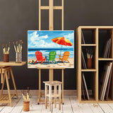 Natuyalo Paint by Numbers Kit for Adults - Beach Seascape Adult DIY Acrylic Painting on Canvas Suitable for Beginners Art Crafts Without Framed (16x20 Inch) Natuyalo