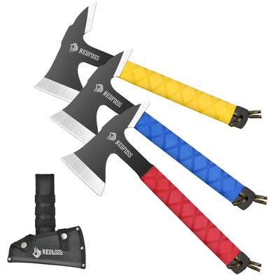 NedFoss Throwing Axes and Tomahawks, Throwing Axe Pack of 3, 11" Full Tang Throwing Axes Set with 3.14 Inch Blades, Tomahawk Axe with Nylon Sheath for Axe Throwing Game, Recreation and Competition