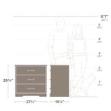 Prepac Rustic Ridge Farmhouse Nightstand Bedside Table, Brown Nightstand for Bedroom, End Table with 3 Drawers 16.25"D x 27.5"W x 26.75"H, DDNR-1603-1 Prepac