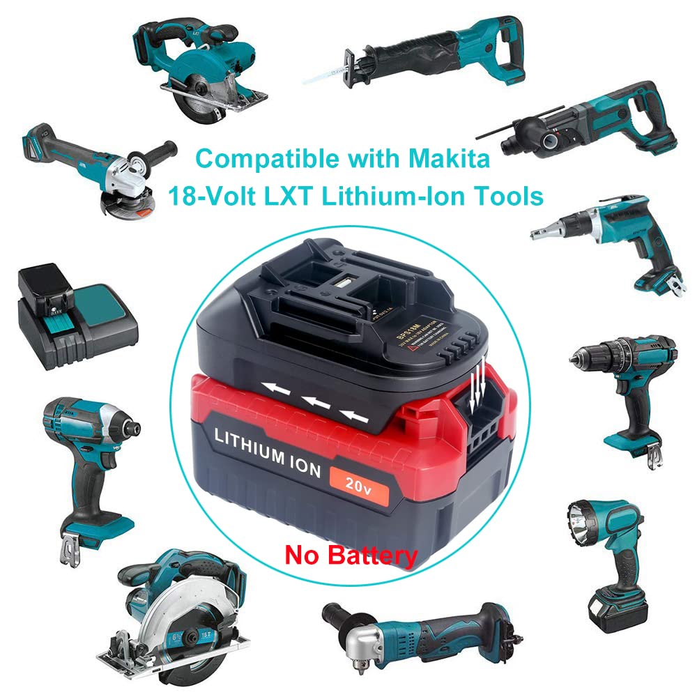 Replacement for Makita 18V Lithium Battery Adapter for Makita 18V LXT Cordless Tool, Convert for Black+Decker/Stanley/Porter-Cable 20V Lithium Battery to Makita 18V Lithium-Ion Battery Converter QINIZX