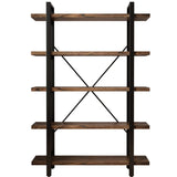 5-Tier Rustic Industrial Solid Wood Bookcase with Metal Frame AY-AOYUAN