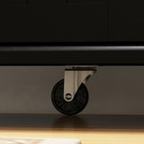 HOMCOM Kitchen Island with Storage, Rolling Kitchen Island on Wheels with Drawer, 3 Cabinets, Stainless Steel Countertop, Spice Rack and Towel Rack, Black HOMCOM