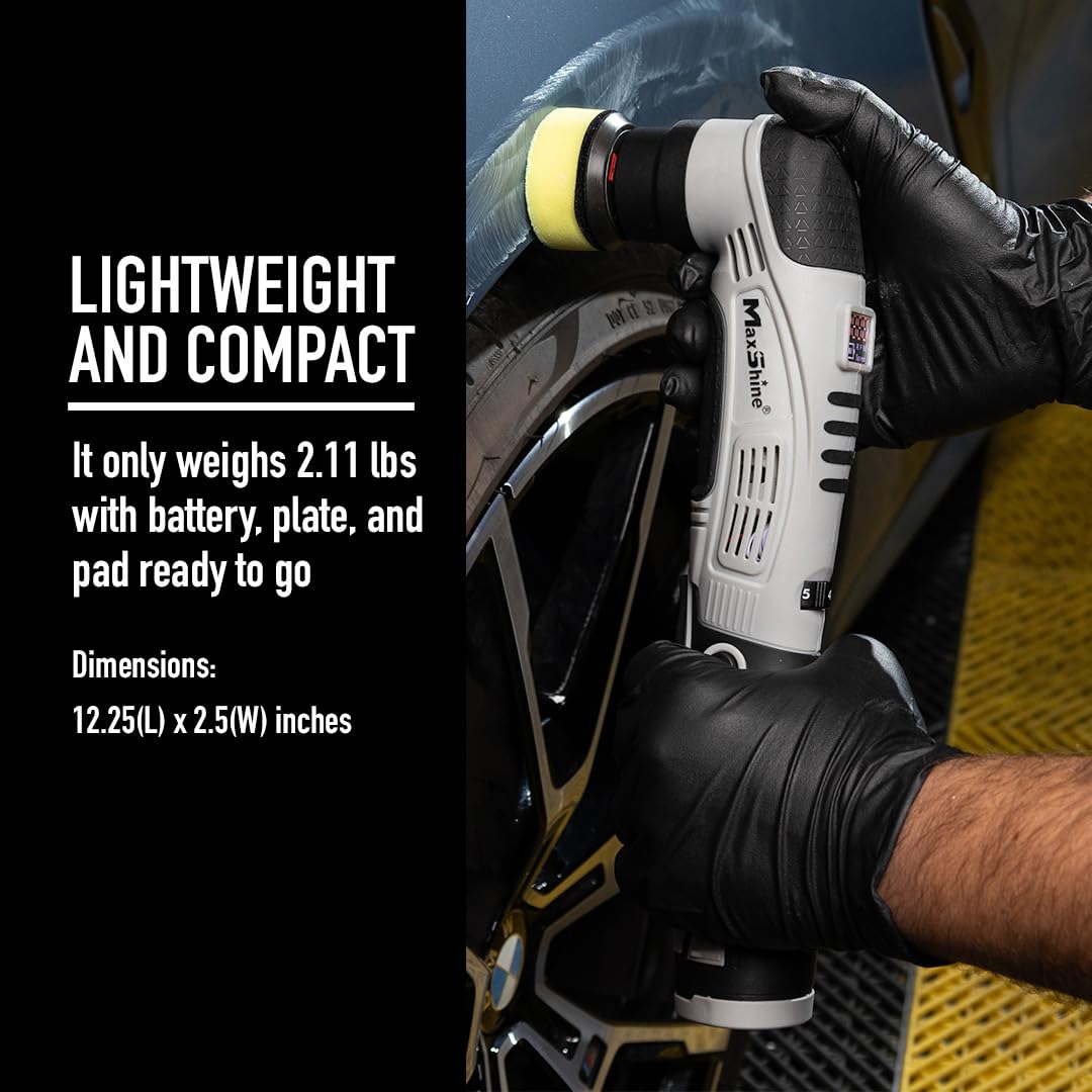 Maxshine Professional Mini Cordless Polisher (M0312 V2) - Portable, Lightweight (1.93 lbs), 6-Speed DA/Rotary Polisher for Auto Detailing, Scratch & Swirl Repair, Paint Protection, Gloss & Shine Maxshine