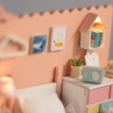 Wooden Dollhouse Kit Miniature Handicraft Assembly Model with LED Lights and Furniture Creative DIY Project for Teens and Adults 18x13.5x13.2cm Keenso