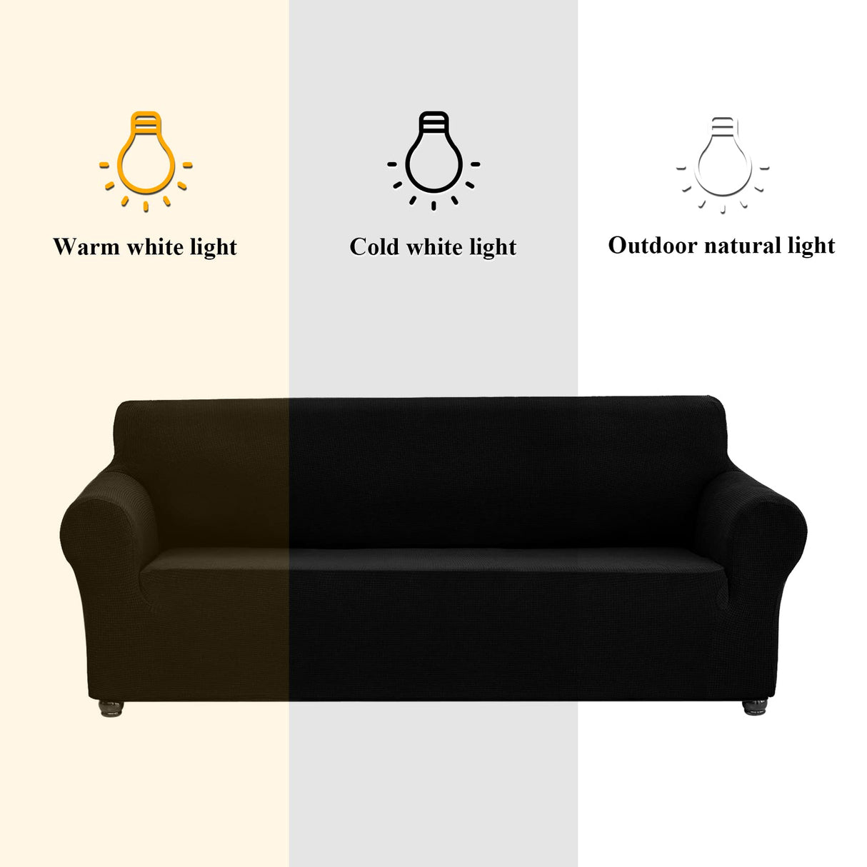 Joccun Stretch Couch Cover Slipcovers, 1-Piece Sofa Covers for 3 Cushion Couch Spandex Jacquard Washable Furniture Protector Cover for Living Room,Kids,Pets(Sofa,Black) Joccun