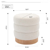 COLAMY Sherpa Ottoman Footstool, Tufted Modern Foot Rest Stool with Wood Base for Living Room, Bedroom, Desk, Round Versatile Side End Table, Pouf, Makeup Seat, Cream COLAMY