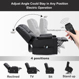 COMHOMA Power Lift Recliner for Elderly,Lift Chair with Heat and Massage,PU Recliner Sofa with Timing Function 2 Side Pockets,Cup Holders and Infinite Position for Living Room (Black) COMHOMA