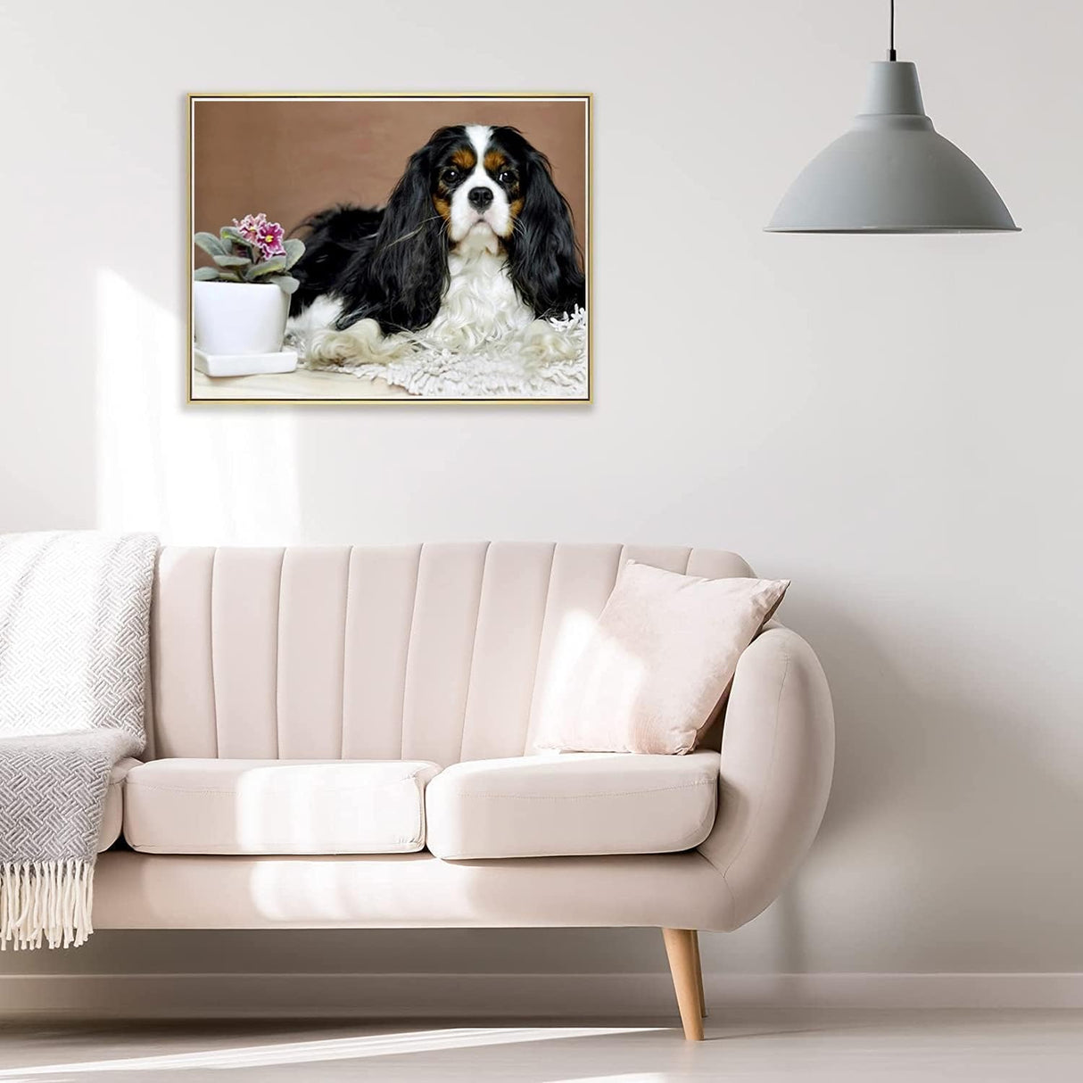5D DIY Diamond Painting Kits, Cavalier King Charles Spaniel Dog Diamond Art Full Round Drill Crystal Rhinestone Embroidery Pictures Arts Diamond Painting Kits for Wall Decor Gift 30x40cm/12x16inch UPABLUNSO