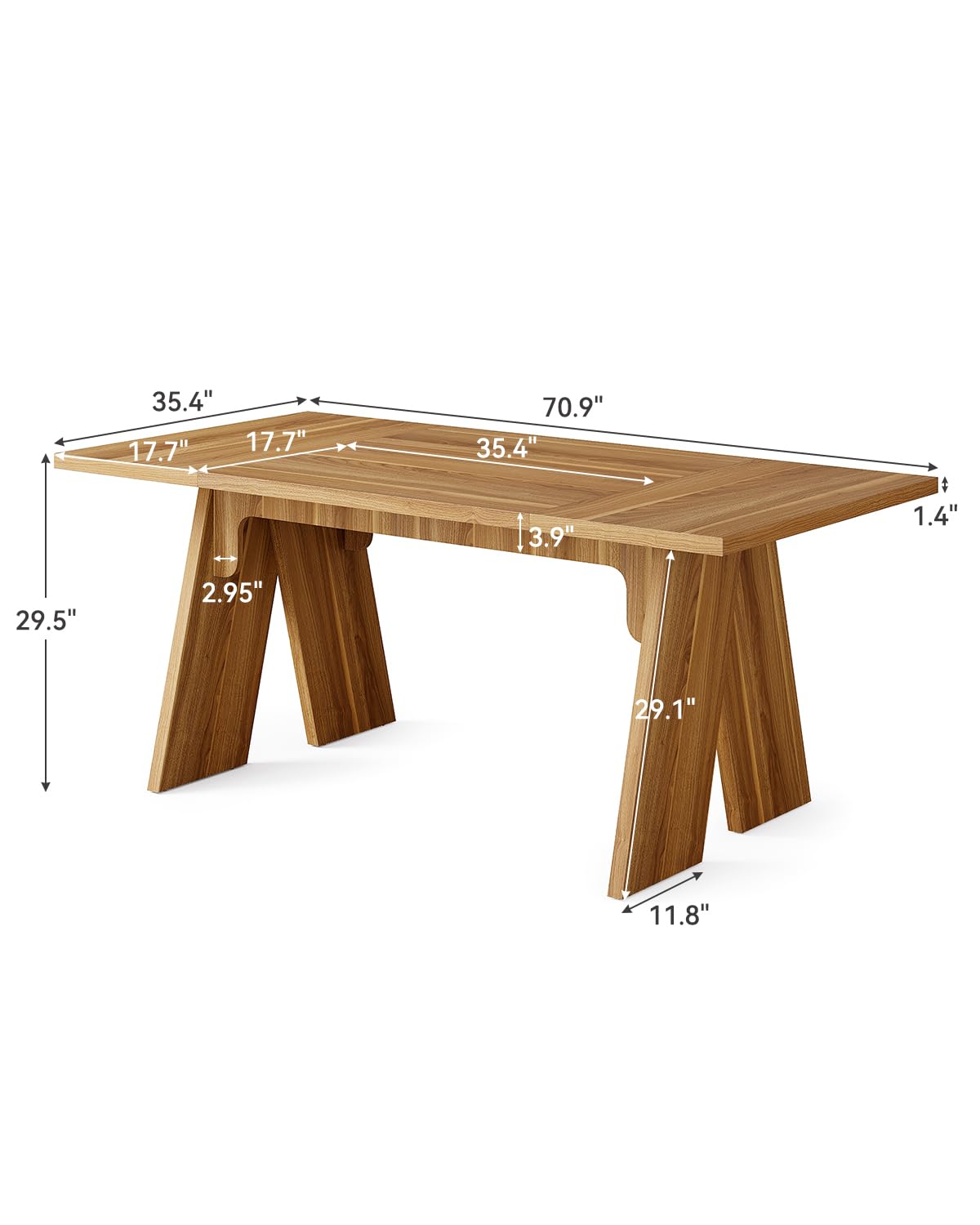 LITTLE TREE Dining Table for 6 People, Large 70.9 Inches Long Dining Room Table, Modern Rectangular Kitchen Table, Brown Wooden Dinner Table for Dining Room (Table Only) LITTLE TREE