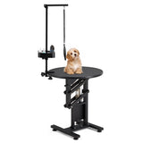 JFHID Professional Electric Lift Dog Grooming Table, Portable Height Adjustable Pet Grooming Station with Foldable Arm, Tool Organizer and Wired Remote, for Small Dog at Home, Black JFHID