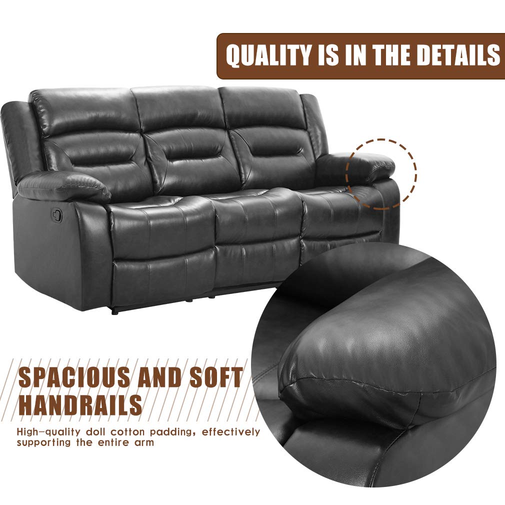 FDW Recliner Sofa Set 3 Seater Home Theater Seating Reclining Couch Sofa for Living Room Manual Recliner Motion for Home Furniture FDW