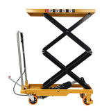 Double Scissor Hydraulic Lift Table Cart, 770lbs Capacity, 51" Lifting Height, Hydraulic Lift Table with 4 Wheels, Hydraulic Material Lift Pallet Truck for Factories, Warehouses, Supermarkets Ongniong