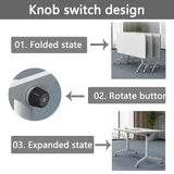 Conference Table, Folding Conference Room Tables with Flip-Top Design, Mobile Seminars Dynamic Meetings Training Tables for Offices, Classrooms, and Meeting Room, White, 47.2"D x 23.6"W x 29.5"H WMIASIN