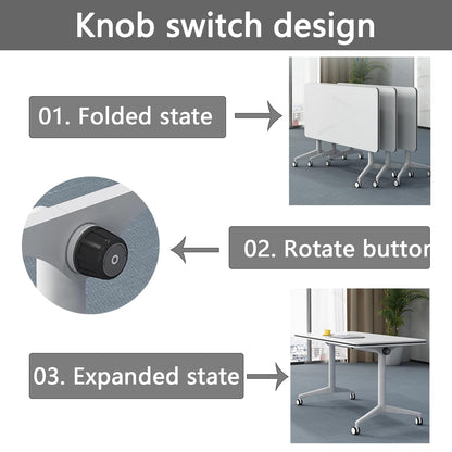 Conference Table, Folding Conference Room Tables with Flip-Top Design, Mobile Seminars Dynamic Meetings Training Tables for Offices, Classrooms, and Meeting Room, White, 47.2"D x 23.6"W x 29. - WoodArtSupply