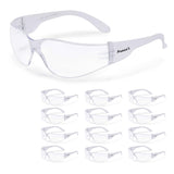 ProtectX 12 Pack Clear Anti Fog Safety Glasses, Protective Eyewear for Men Women, ANSI Z87.1 Impact Resistant Wrap-Around Lenses, Eye Protection for Work, Lab, Construction ProtectX