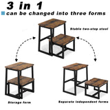 iTsst Step Stool for Adults & Kids,Holds up to 500Lb,3 in1 Heavy Duty Sturdy Wooden 2 Stepstool for Kichen/Bathroom/High beds, Metal Frame, Non-Slip Pads iTsst