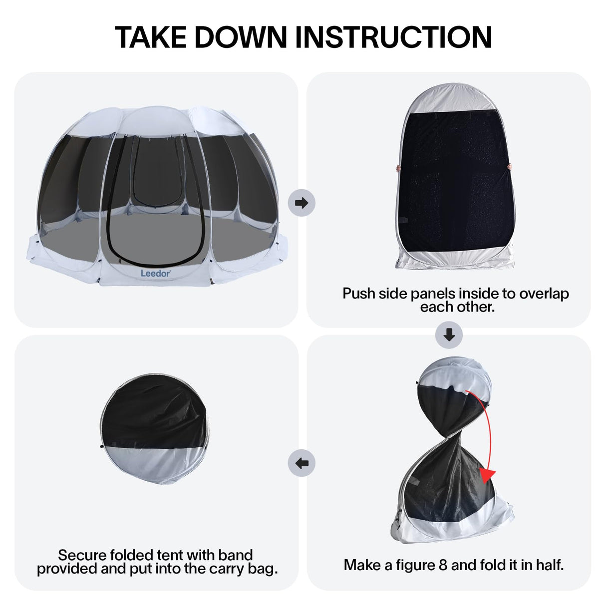 LEEDOR Pop Up Screen House, 12-15 Person Outdoor Screen Tent，Camping Screen Room with Carry Bag, Screen Gazebo with Mosquito Netting, Instant UV Resistant Sun Shelter for Garden Patio Backyard 15'x15' LEEDOR