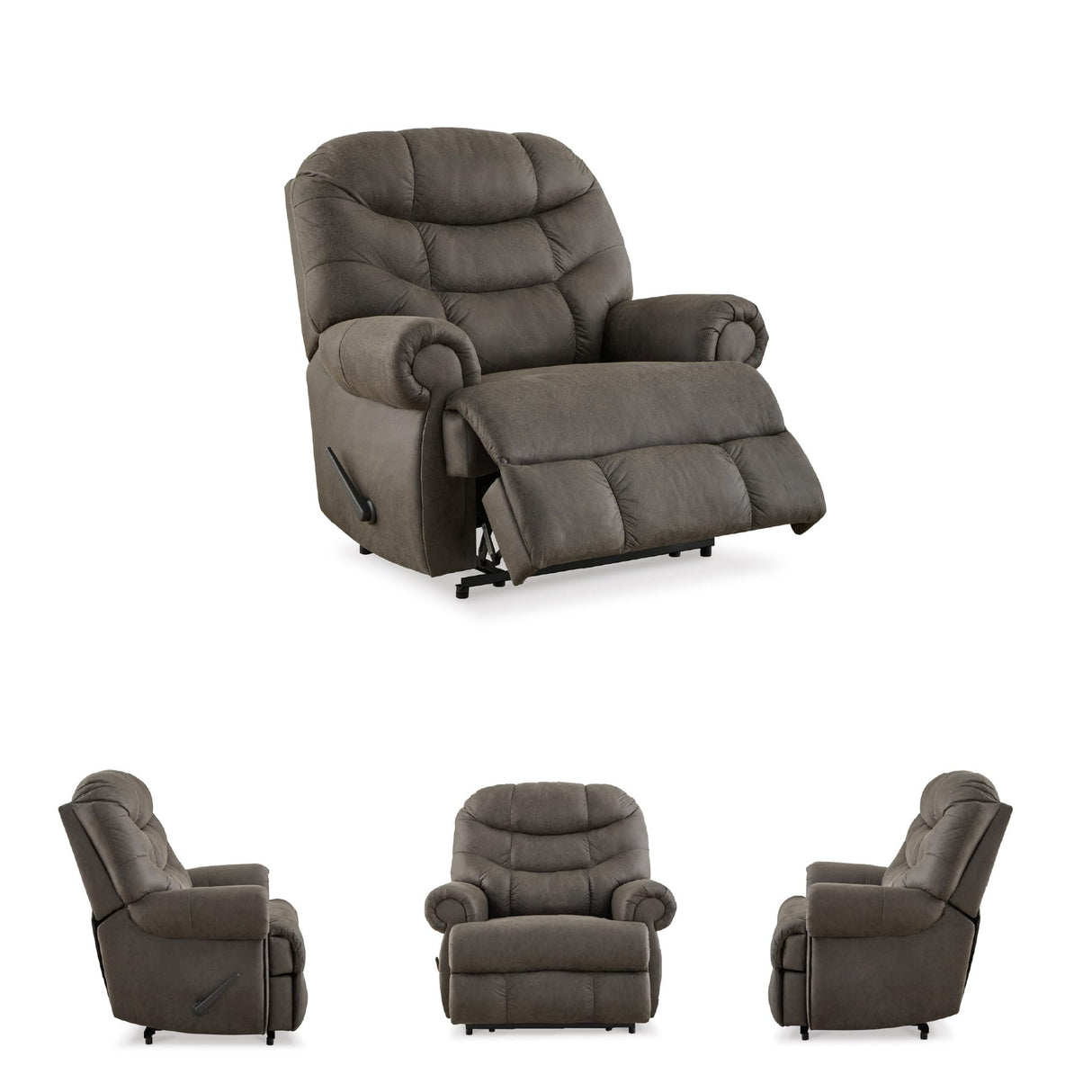 Signature Design by Ashley Camera Time Classic Tufted Faux Leather Zero Wall Recliner, Gray Signature Design by Ashley