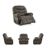 Signature Design by Ashley Camera Time Classic Tufted Faux Leather Zero Wall Recliner, Gray Signature Design by Ashley