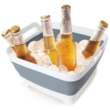 FOSJGO 2.4 Gal(9L) Collapsible Dish Basin with Drain Plug,Space Saving Multiuse Foldable Sink Tub,Dishpan,Kitchen Sink for Camping,Plastic Tub,Vegetable Washing,Beverage Tubs FOSJGO