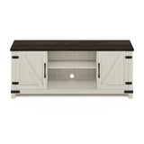 Furinno Jensen Farmhouse Barn Door Living Room TV Stand with Storage Cabinets for TV up to 70 Inch, Ebony/White Wash Furinno