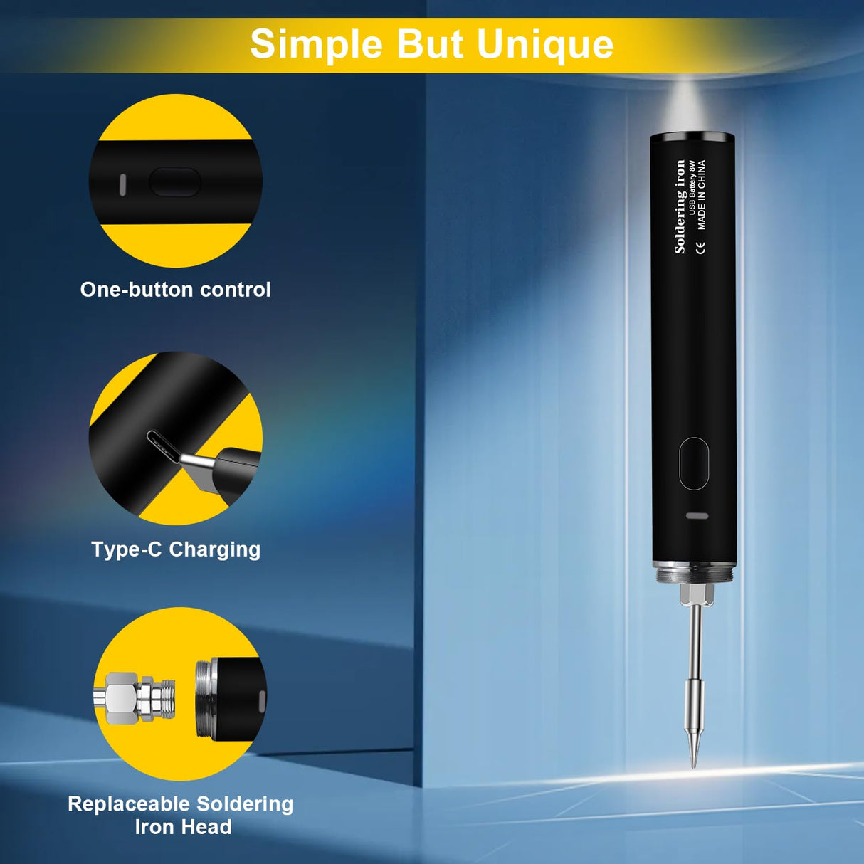 Cordless Soldering Iron Kit, 【2000mAh battery USB Rechargeable】Portable Soldering Iron, 3 Temperature Adjustable Wireless for Small Soldering Projects, Home Appliance Repair KINGSOM