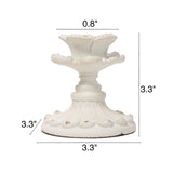SOFE White Candle Stick Holder Vintage, Flower Candlestick Holder, 3 Inch Resin Taper Candle Holder Small, Short Rustic Candle Centerpieces for Tables, Wedding, Dining, Party SOFE