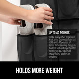 GORILLA GRIP Over the Door Shoe Organizer, 24 Large Breathable Mesh Pockets, Space Saving Hanging Storage Holder, Closet Rack Hanger Holds Up to 40 lbs, Hangs on Closets for Shoes, Accessories, Black GORILLA GRIP