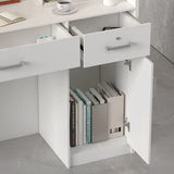 AIEGLE Reception Desk with Drawers & Storage Shelves, Table with Private Panels, for Salon Reception Room Checkout Office, White (47.3" L x 18.3" W x 43.3" H) AIEGLE