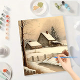 Winter Landscape Paint by Numbers Kit for Adults – DIY Snowy Farmhouse Scene Painting on Canvas 16x20 Inches, Acrylic Paint Set, Suitable for Beginners,Seasonal Art for Home Decoration/Gifts TAOPAOLAB