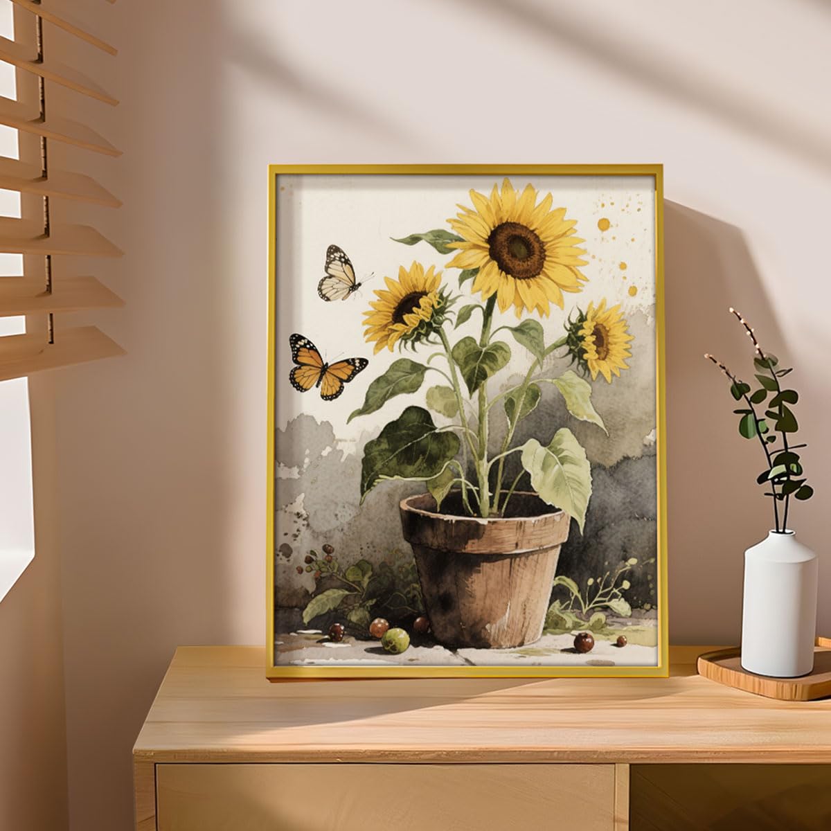 Rustic Style Diamond Art Painting Kits for Adults - Sunflowers Full RoundDrill Diamond Dots Paintings for Beginners, 5D Paint by Numbers Gem Art Painting Kits DIY Crafts Kits 12x16 Inch Asddage