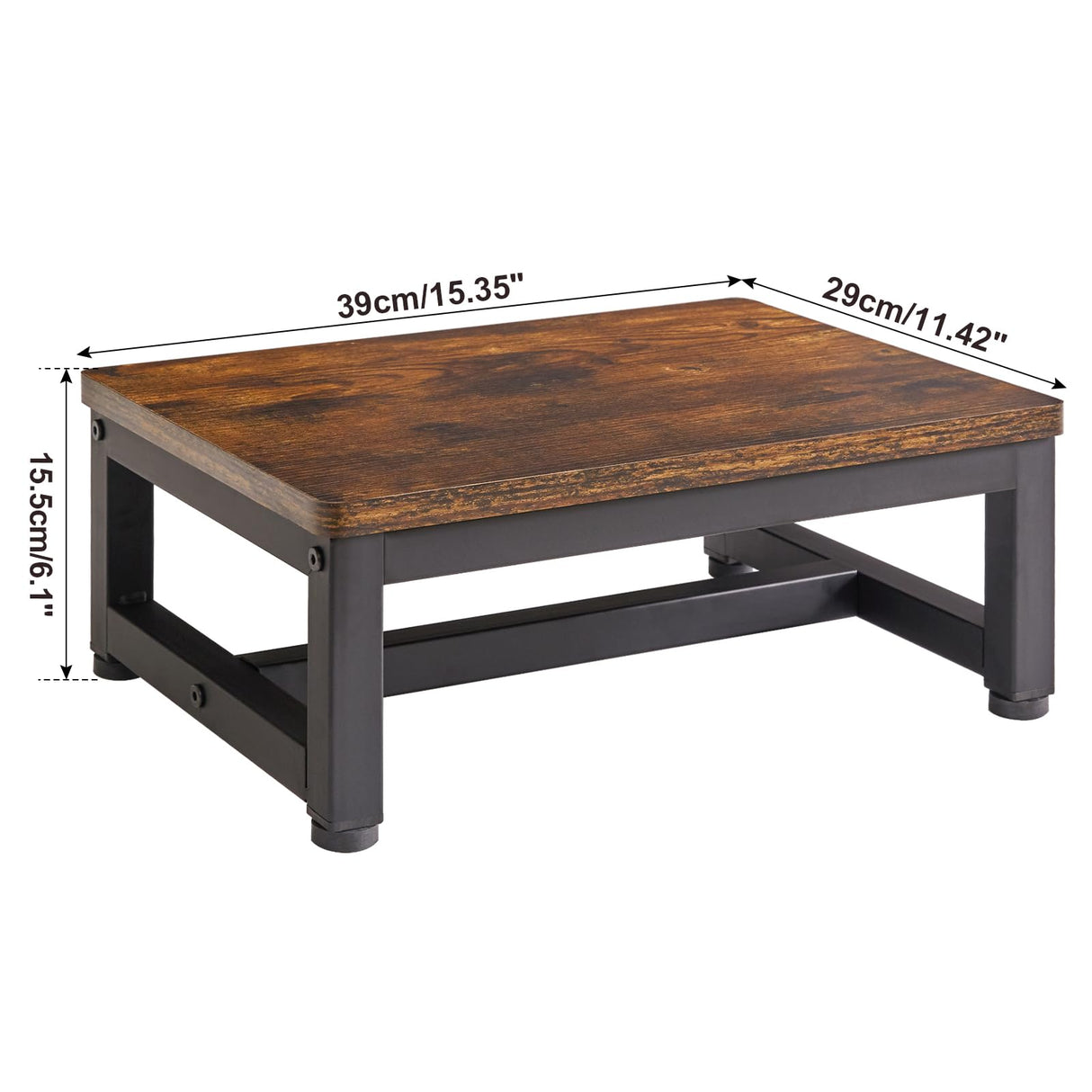 IBUYKE One Step Wooden Step Stools for Adults Kids, Heavy Duty Bedside Step Stool with 500 Lbs Capacity, Non-Slip Stepping Foot Stool for Bedroom Livingroom Bathroom Kitchen, Rustic Brown TBD001H IBUYKE