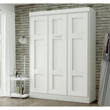 Pemberly Row Queen Size Wall Bed with Wooden Slats in Wood, in White, No Box Spring Needed, Easy Assembly Pemberly Row