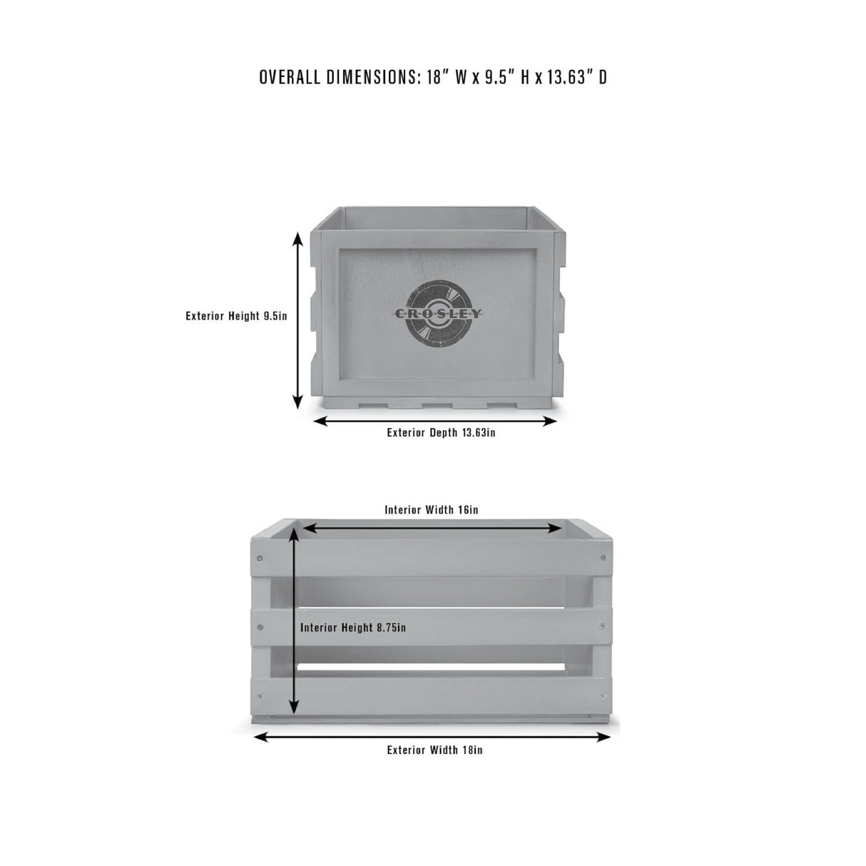 Crosley AC1004A-NA Record Storage Crate Holds up to 75 Albums, Natural Crosley