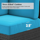 LayinSun 8 Piece Patio Furniture Set with 44" Propane Gas Fire Pit Table, Outdoor Sectional Conversation Set Wicker Rattan Sofa Set with Coffee Table LayinSun