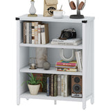 BON AUGURE White Bookcase, 3 Shelf Bookshelf, Farmhouse Wooden Book Cases/Shelves, Small Open Storage Book Shelves for Home School Library Office Bedroom Kids (White Oak) BON AUGURE