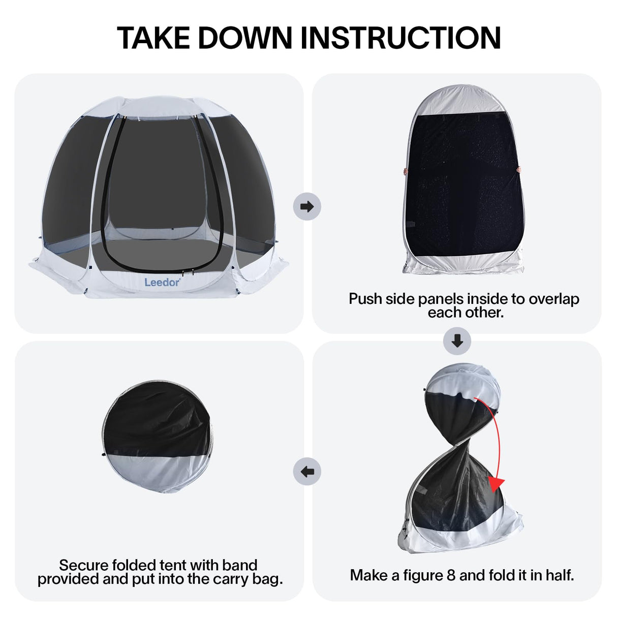 Leedor Screen House Tent for 4-8 Person, Instant Setup Mesh Net Outdoor Gazebo Sun Shade Dome Tent Pop Up Canopy with Carry Bag for Camping, Patio, Backyard, Lawn, Garden, Deck, 10 x 10 FT LEEDOR