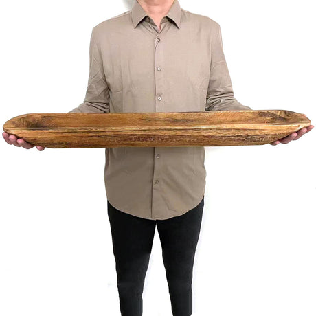 Wooden Dough Bowl Decor, Vintage Wooden Bowl Hand Carved Home Decor for Dining Table Center, Living Room, Kitchen Decor. (30inch brown) linsuo