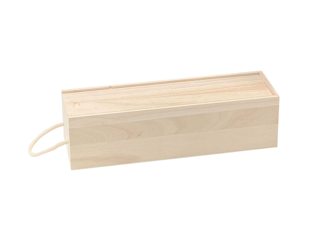 Cregugua 2-Pack Wooden Wine Box Single Bottle Natural Wood Case with Twine Handle for Crafts Gifts Cregugua