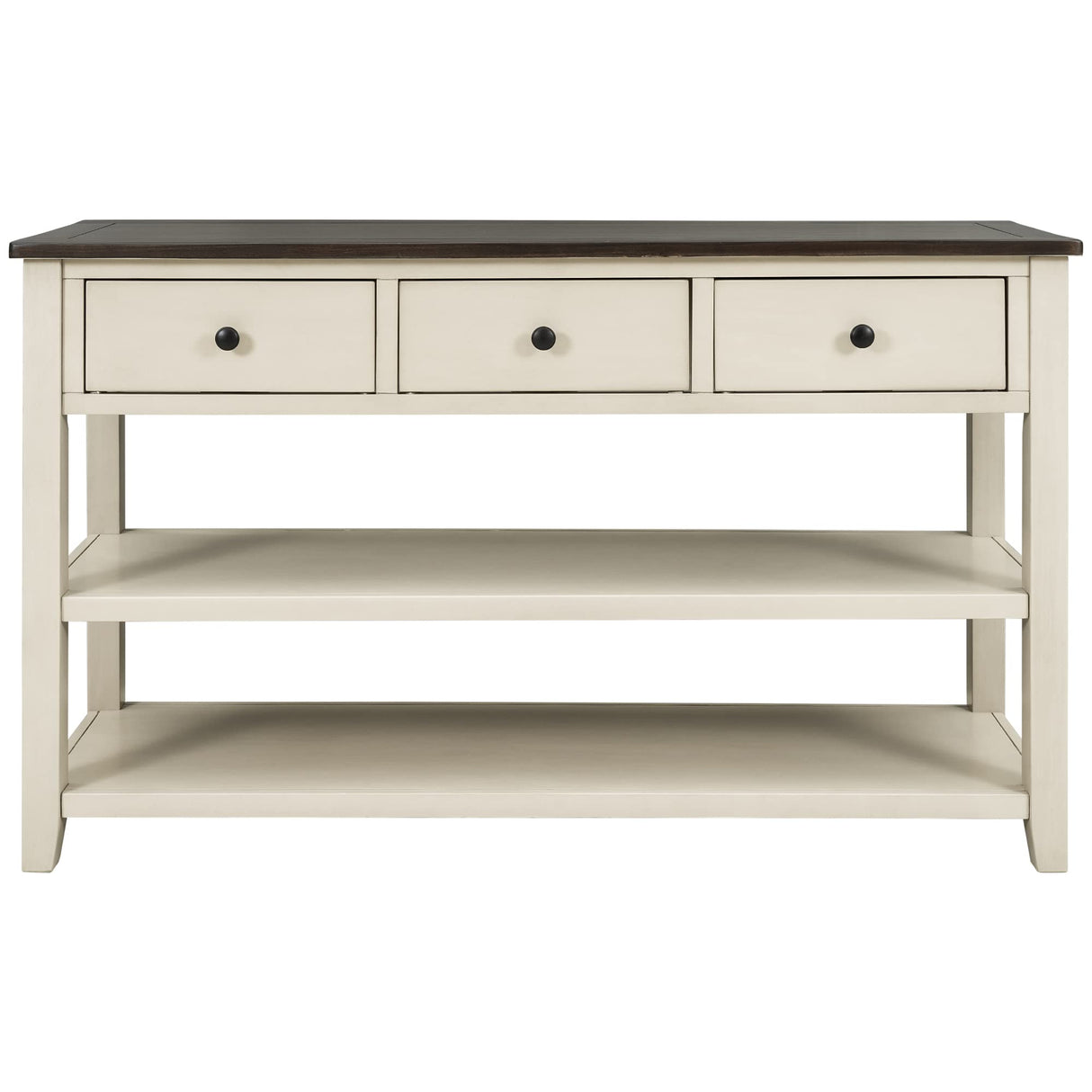 Rustic Console Table, 50In Long Console Table Sofa Table with 3 Drawer and 2-Tier Open Storage Shelf, Console Table for Living Room, Hallway Beige//W+e RUNNA